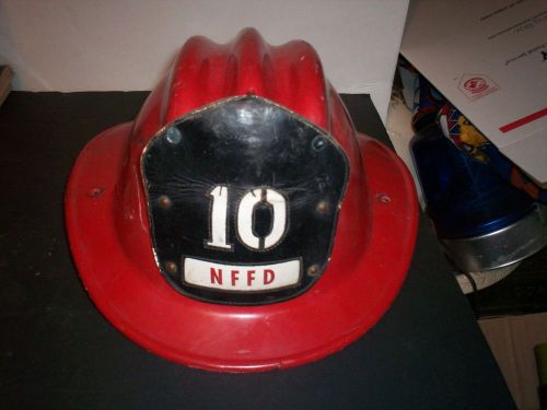 Fyr-fyter gentex red fireman&#039;s fire fighter helmet vintage  nffd #10 for sale