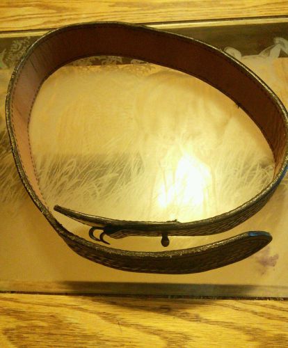 Black basketweave leather police duty belt # 1021u  w/o clasp sz 34 for sale