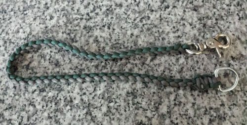 Law enforcement braided key lanyard (green/silver) for sale
