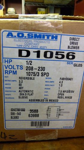 NEW A.O. SMITH D1056 1/2HP BLOWER MOTOR 3SPD REVERSIBLE YORK # 024-27881-000