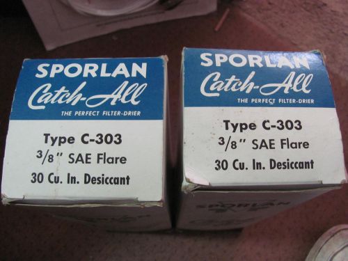 2 NEW SPORLAN C-303 CATCH-ALL FILTER DRIER, 3/8&#034; ODF SOLDER CONNECTIONS