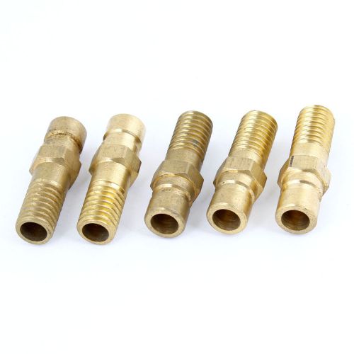 1.38&#034; long 3/8&#034; dia male coarse thread quick fitting mould brass connector 5pcs for sale