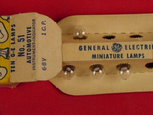 GENERAL ELECTRIC GE MINIATURE LAMPS NO 51 4 BULBS AUTOMOBILE INSTRMNT INDICATOR