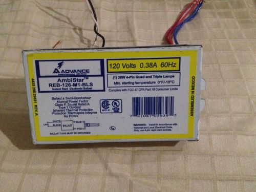 Advance instant start electronic  ballast reb-126-m1-bls 120v 0.38a 26w for sale