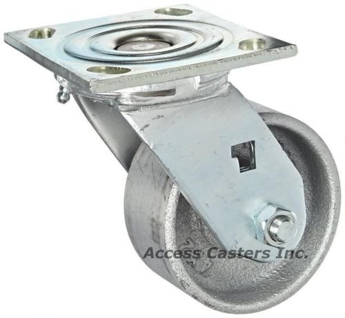 16CA04201S 4&#034; x 2&#034; Albion Swivel Plate Caster Cast Iron Wheel, 1000 lbs Capacity