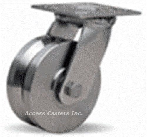 S-STA-6SVB 6&#034; Hamilton Stainless Steel V-Groove Swivel Caster, 800 lbs Capacity