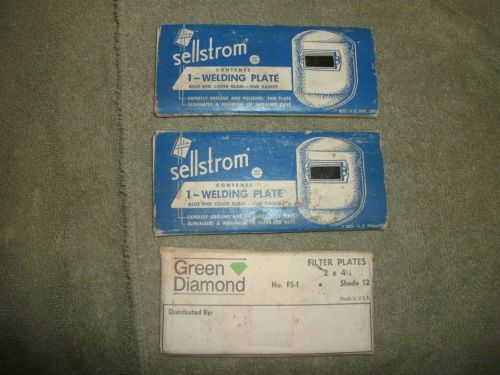 2 Sellstrom Welding Plate Shade # 10 / 1 Green Diamond Shade #12   Size 2x4-1/4&#034;