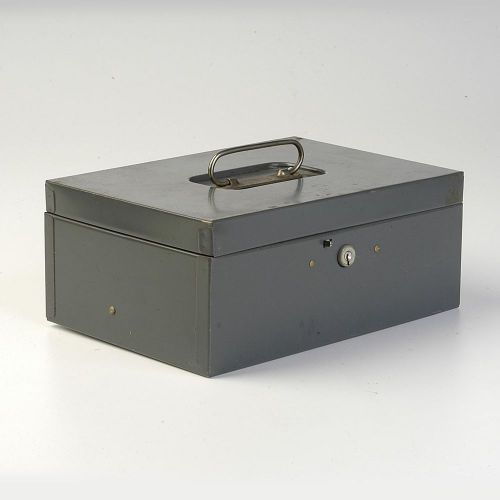 Vtg 60s asco steel petty cash box case cabinet industrial office shop organizer for sale