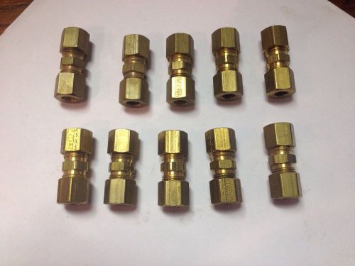 Brass Compression Tube Fitting Union 1/4&#034; lot of 10