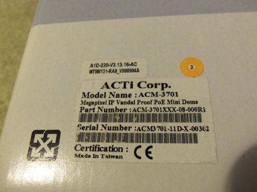 ACTi ACM-3701 Megapixel IP Vandal Proof PoE Mini Dome Cam Camera 1280 x 1024