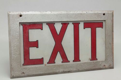 Vintage Exit Sign In-wall Mount Back-painted Glass 120VAC Used