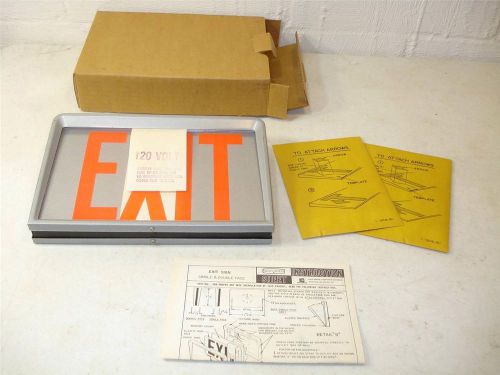 Vintage nos day-brite lighting exit fixture 8026 585x emerson steel metal 60s for sale