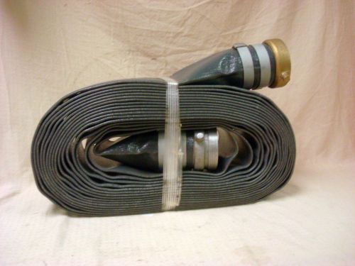 50 feet industrial grade 3&#034; hose w/ 3&#034; brass fittings sf-10 fire discharge new for sale