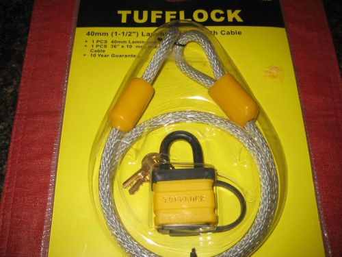 TUFF LOCK Heavy Duty Cable Lock - 40 mm (1 1/2 Inch) - Includes Lock &amp; 2 Keys