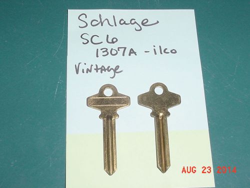 LOCKSMITH vintage NOS lot of 5 Key Blanks SC6 1307A for Schlage brass &amp; nickel