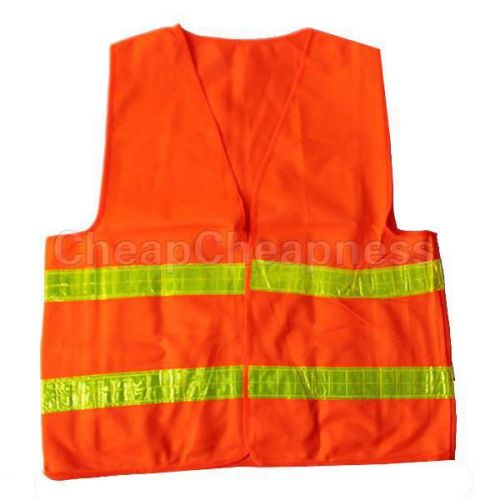 HOT Orange 2&#034; Strips Construction Traffic&amp;Warehouse Reflective Safety Vest us-Ln