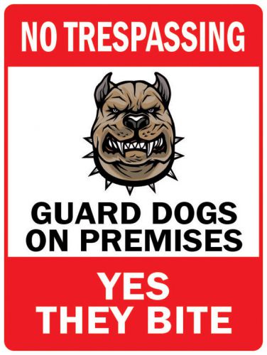 Pas330 warning dog guard no enter trespassing yard house safety metal sign 9x12&#034; for sale