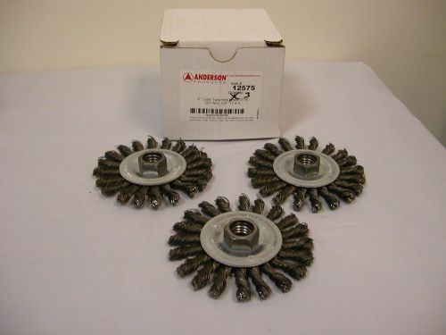 (3) anderson 12575 4&#034; cable twist wheel, .020/ 5/8&#034;-11 ah nos free shipping for sale