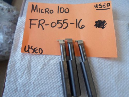 (3) Micro 100, Solid Carbide Groove Tools, 0.055&#034;FR W, 3/8&#034; shank - USED!!!