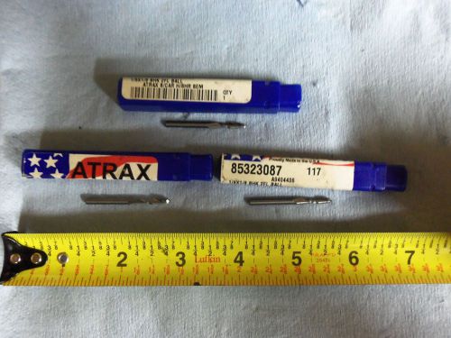 3 pcs. atrax ball nose carbide end mills 1/8&#034; x 1/8&#034; shank 2 flute machine shop for sale