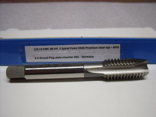 1/2-13 UNC 2B H4 Standard 3 Spiral Point Tap HSSE Premium steel - M78