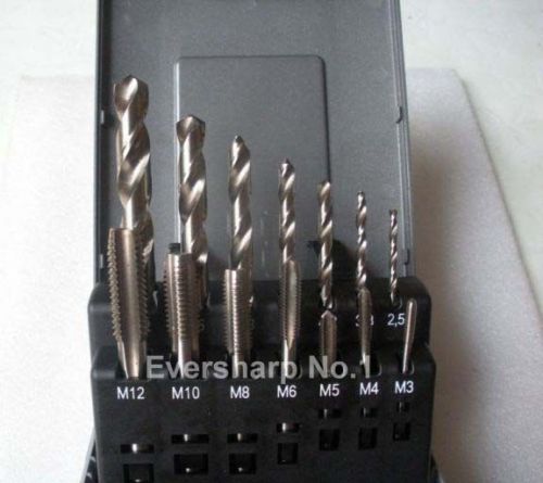 1 set 14pcs hss taps and drills dia 2.5-10.2mm taps size m3-m12 threading tools for sale