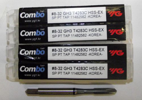 5pc 8-32 YG1 Combo Tap Spiral Point Taps for Multi-Purpose Coated
