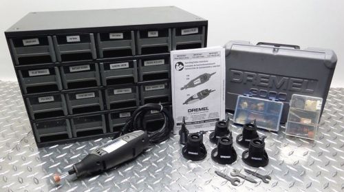 Nice! dremel 3000 rotary tool + 20 drawer cabinet with bits wheels stones for sale