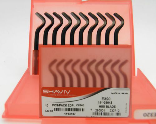 10pcs Type E320 HSS Hooked Bi-Directional Deburring Blades Shaviv #29043