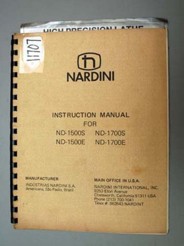 Nardini Instruction Manual ND Lathes (Inv.16741)