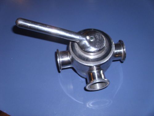 New - 1 1/2&#034; stainless steel 3-way plug-valve with rubber plug for sale
