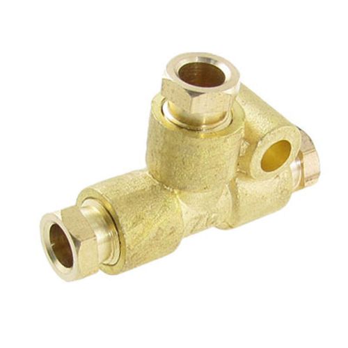 6mm 15/64&#034; Brass Ferrule Compression Equal Tee Connector Gold Tone