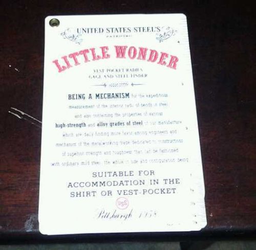 Vintage US Steel Little Wonder pocket guide bends in steel Pittsburgh 1958