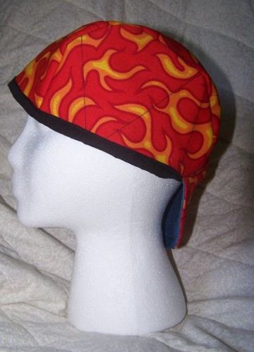 WELDING CAP, PIPE FITTER,~~~ ORG/YELL FLAMES~~~~~~~~~~  &#034;&#034;new fabric&#034;&#034;