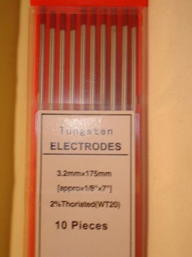 TUNGSTEN Electrode For TIG Welding 1/8&#034; 2% THORIATED (RED) PKG/10 - NEW TH32-7