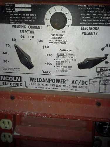 Lincoln weldanpower ac/dc generator welder