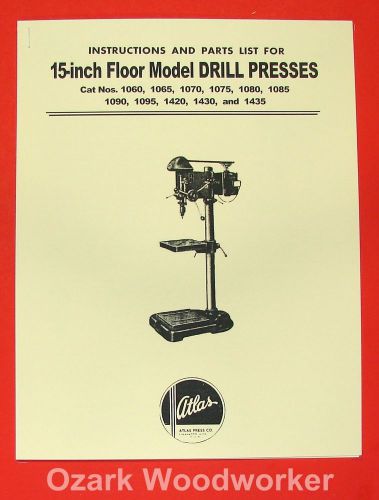 ATLAS 15&#034; Drill Press Instruction and Parts Manual 0021
