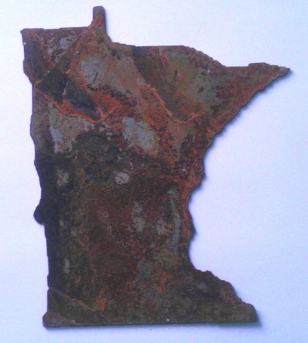 6 Inch Minnesota State Shape Rough Rusty Metal Vintage Stencil Ornament Magnet