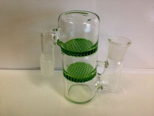 18MM GREEN DOUBLE HONEYCOMB PERCOLATOR USA GLASS THICK GLASS FREE SHIPPING (#25)