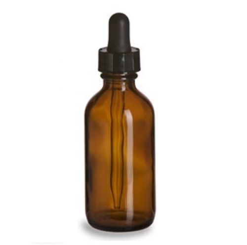 Lot of 12 - 2 oz  boston round amber glass bottle (60 ml) with glass dropper for sale