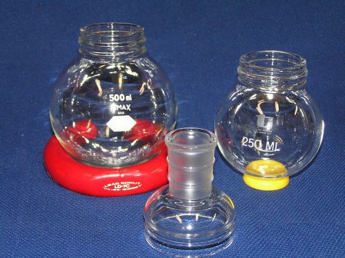 Kimax 500 and 250 mL Round Bottom Distillation Flask w/ Top, 24/40 Top Joint