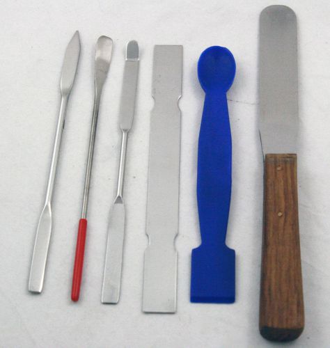 Set of 6 of the most popular spoons and spatulas for lab use for sale