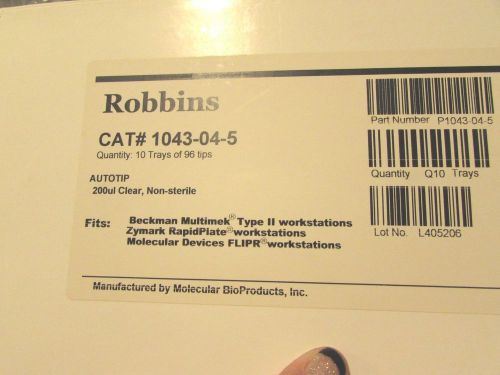 Robbins 200 ul, Clear, Non-Sterile AutoTips. 960 tips. Cat# 1043-04-5