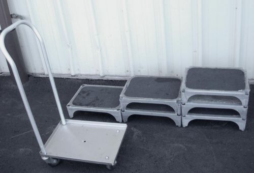Phelan Stackable Steps. Set of 6 + cart, heavy duty cast Al