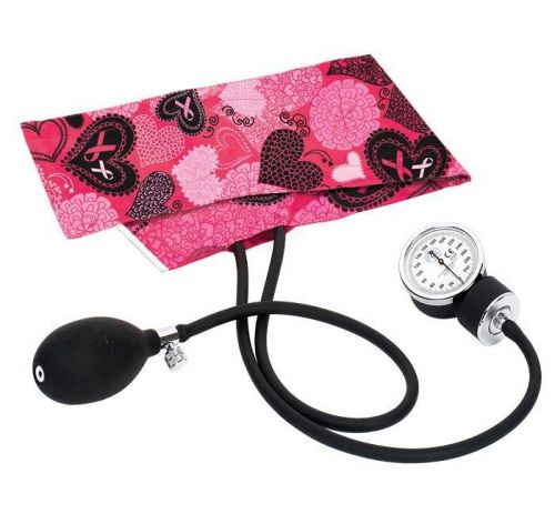 Premium aneroid sphygmomanometer blood pressure device s82 ribbons &amp; hearts pink for sale