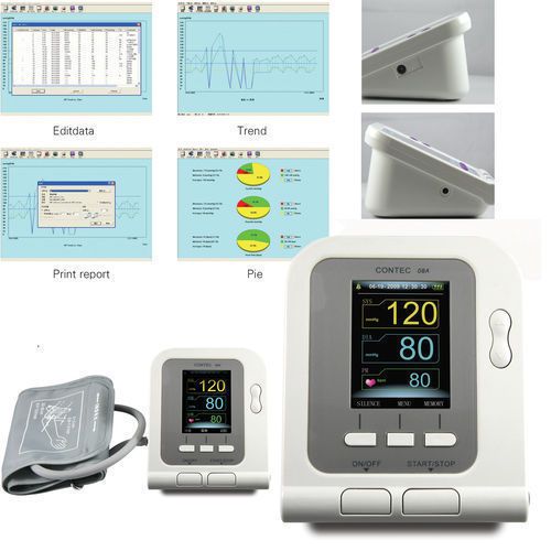 FDA,CE,CONTEC08A,Digital Blood Pressure Monitor Color LCD,NIBP data store+SPO2
