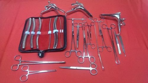 49 Pcs Gynecological Exam Instruments graves speculum forceps Dilators Sound set