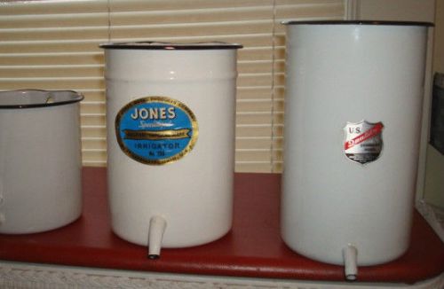 1940&#039;s rare - 2 near mint - enamel ware irrigation containers - for sale