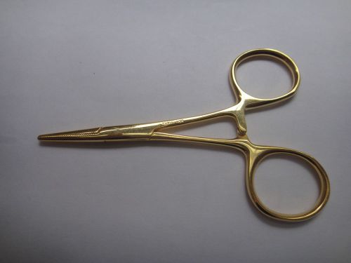 12 Pieces Mosquito Forceps Curved 3.5&#034; Full Gold Plated