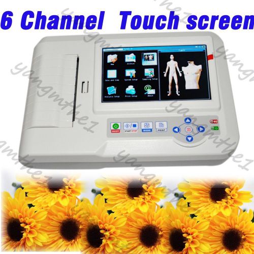 SIX Channel Digital ECG EKG Electrcardiograph 12 lead, Touch screen, Software